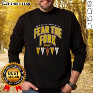 Arizona State Sun Devils NCAA Softball sweatshirt featuring 'Fear The Fork' design for 2026 fans.