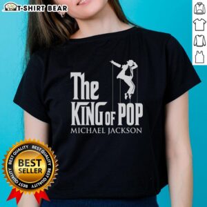 Official King of Pop Michael Jackson ladies tee featuring iconic design and vibrant colors for fans and collectors.