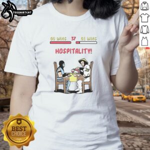 Nice Fighting Game Rivals at Dinner Ladies Tee featuring characters in a playful culinary showdown.