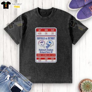 Buffalo Bills vs Detroit Lions NFL ticket washed t-shirt featuring team logos and vibrant colors in new stadium design.