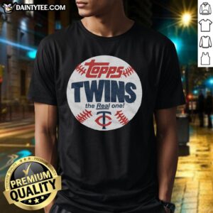 Awesome Minnesota Twins MLB x Topps Baseball The Real One T-Shirt featuring vibrant team graphics and a comfortable fit.