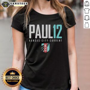 Hot Paul 12 Kansas City Current KC logo ladies tee showcasing vibrant design and stylish fit for fans.
