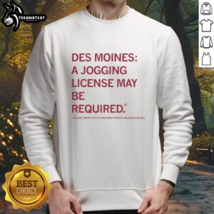 Awesome Des Moines Jogging License Sweatshirt in navy blue, perfect for runners and fitness enthusiasts.