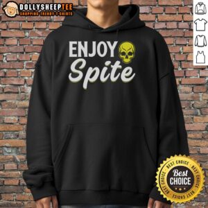 Original Enjoy Spite Hoodie in black, featuring a bold graphic design and cozy fit, perfect for casual wear.