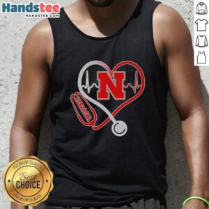 Premium Nebraska Cornhuskers heartbeat love nurse tank top for passionate fans and healthcare professionals.