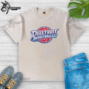 Pretty Deeetroit Basketball Detroit Pistons washed t-shirt featuring vibrant team colors and logo, perfect for fans.
