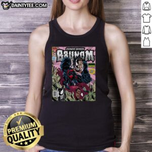 Awesome Venomous Brunson Venom X Jalen Brunson Marvel Comic tank top featuring vibrant comic art and bold design.