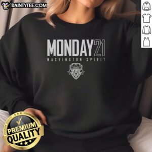 Premium Monday 21 Washington Spirit Sweatshirt in navy blue, featuring team logo and stylish design for fans.