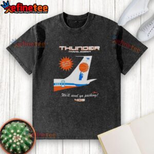 Official Oklahoma City Thunder NBA t-shirt for fans, featuring 'We'll Send Ya Packing' slogan, perfect for game day.