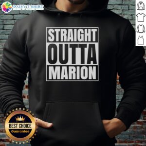 Premium Straight Outta Marion United States Prison Hoodie in black, featuring bold graphic design and comfortable fit.