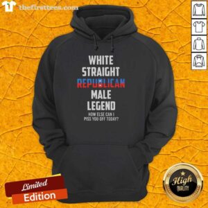 Official White Straight Republican Male Legend Hoodie featuring a bold design, perfect for supporters and casual wear.
