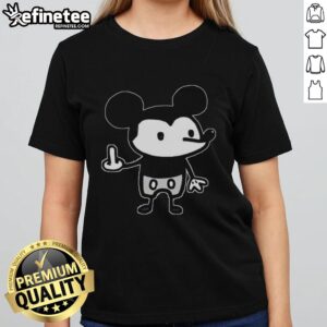 Good The Mouse gives the middle finger in a humorous Mickey Mouse cartoon ladies tee design.