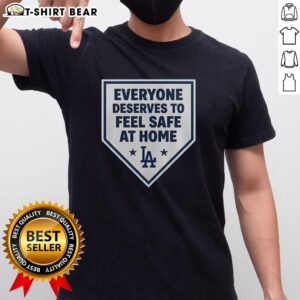 Good Los Angeles Dodgers t-shirt design promoting safety and comfort at home with stylish graphics and team logo.