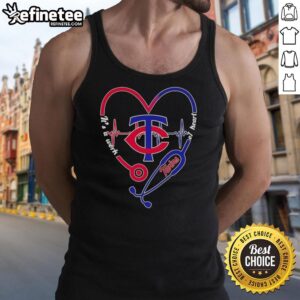 Official Minnesota Twins stethoscope heartbeat tank top, perfect for fans showcasing their love for baseball and healthcare.