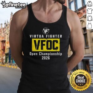 Alt Text: Top Vfoc Virtua Fighter Open Championship 2026 tank top featuring vibrant graphics and a stylish design.