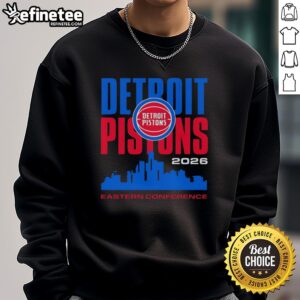 Premium Detroit Pistons basketball sweatshirt featuring a vintage city skyline design, perfect for NBA Eastern Conference fans.