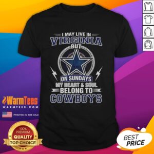 Nice Dallas Cowboys NFL t-shirt featuring 'My Heart And Soul Belong To Cowboys' design, perfect for fans in Virginia.