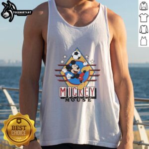 Premium Mickey Mouse soccer tank top featuring a vibrant design, perfect for fans and summer sports activities.