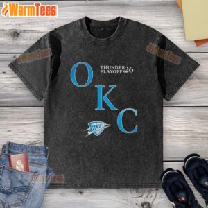 OKC Thunder NBA 2026 Playoffs washed t-shirt for basketball fans, celebrating the moment in style.