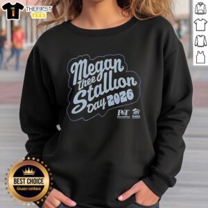 Alt Text: Stylish 'Good Megan Thee Stallion Day 2026' sweatshirt in vibrant colors, perfect for fans of the artist.