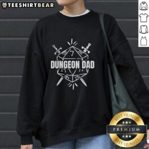 Good Dungeon Dad sweatshirt featuring a fun gaming design, perfect for gaming dads and tabletop enthusiasts.