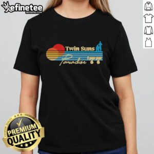 1977 vintage ladies tee featuring Good Twin Suns Paradise design, perfect for retro fashion enthusiasts and collectors.