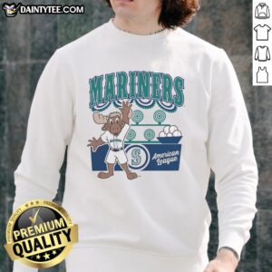 Alt Text: Good Mitchell & Ness cream Seattle Mariners step back up sweatshirt showcasing team logo and stylish design.