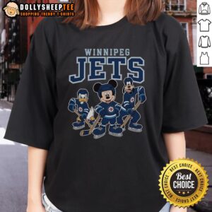 Pretty Winnipeg Jets Disney Team Ice Hockey Ladies Tee featuring vibrant graphics and a comfortable fit for fans.