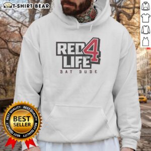 Alt Text: Trendy 'Pretty Red4life Dat Dude Hoodie' displayed on a mannequin, showcasing vibrant red color and modern design.
