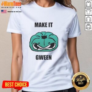 Stylish Top-Make-It-Gwen Ladies Tee featuring vibrant design and comfortable fit, perfect for casual outings.