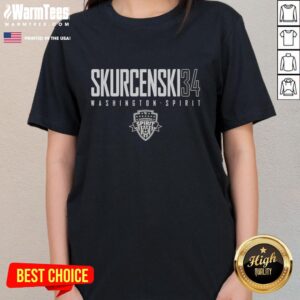 Nice Skurcenski 34 Washington Spirit ladies tee in vibrant colors, perfect for fans and casual wear.