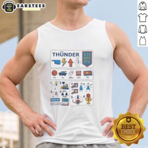 Team members in Oklahoma City Thunder tank tops during 2026 playoffs team building event, showcasing team spirit and unity.