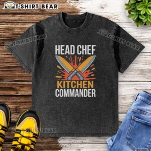 Good Double Knights Head Chef Kitchen Commander Graphic Washed T-Shirt featuring a stylish kitchen-themed design.