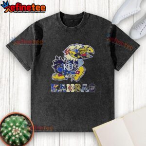 Nice Kansas sport teams logo on a washed t-shirt featuring schools from the state in vibrant colors.