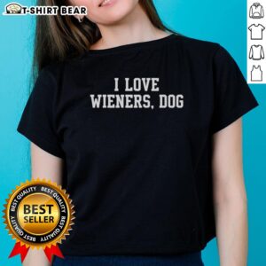 Alt Text: Brandon Walker I Love Wieners Dog Ladies Tee featuring vibrant design and playful graphics for dog lovers.