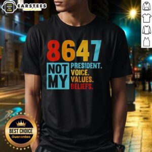 Alt Text: Official 8647 Not My President T-Shirt showcasing voices, values, and beliefs in a bold political statement.