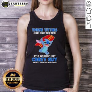 Funny tank top featuring 'Cute Stitch These Titties' design by a crazy guy, perfect for humor lovers and fashion enthusiasts.