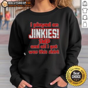 Alt Text: Cozy sweatshirt from Jinkies SMP featuring gaming graphics, perfect for fans of the Top I Played on Jinkies SMP.