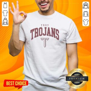 Alt Text: Premium Troy Trojans Classic Logo T-Shirt featuring the iconic Troy Trojans logo in vibrant colors on a comfortable fit.
