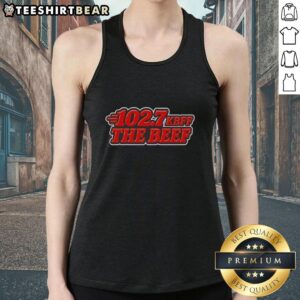 Official Kbff 102-7 The Beef Tank Top in stylish design, perfect for casual wear and fitness enthusiasts.