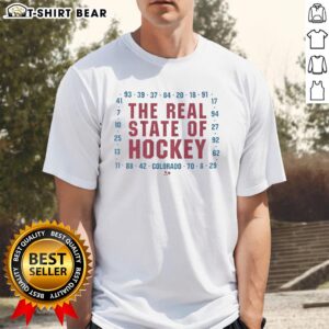 Nice Colorado The Real State Of Hockey T-Shirt featuring a bold hockey graphic, perfect for fans in Colorado.