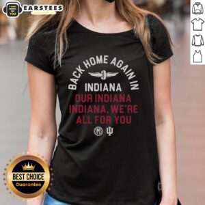 Good Indiana Fight Song graphic on a ladies tee at Indianapolis Motor Speedway, perfect for fans and race enthusiasts.