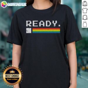 Funny Commodore 64 Ready Ladies Tee featuring retro gaming graphics and a playful design for vintage game enthusiasts.