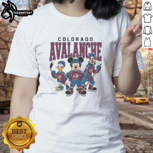 Nice Colorado Avalanche Disney Team ice hockey ladies tee featuring vibrant graphics and a stylish design for fans.