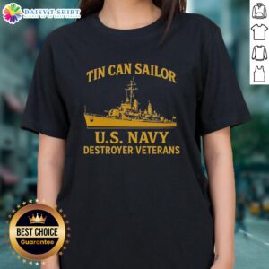 Alt Text: Vintage ladies tee featuring a premium tin can sailor US Navy destroyer design for veterans, perfect for proud service members.