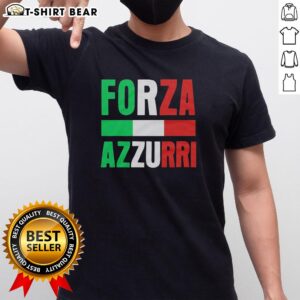Retro Forza Azzurri soccer t-shirt featuring a stylish Italy flag pattern, perfect for fans of Italian football.