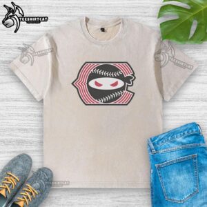 Original Pitching Ninja Cincinnati Red Washed T-Shirt featuring a vintage design, perfect for baseball fans and collectors.