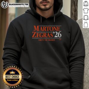Alt Text: Hot Martone Zegras 26 Ignite the Orange hoodie featuring bold graphics and a stylish design for fans.