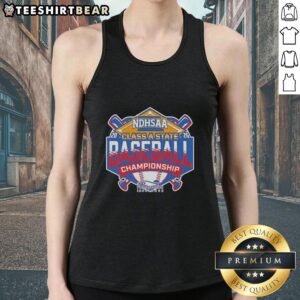 Alt Text: Premium NDHSAA Class A Baseball State Tournament 2026 tank top featuring team logos and vibrant colors.