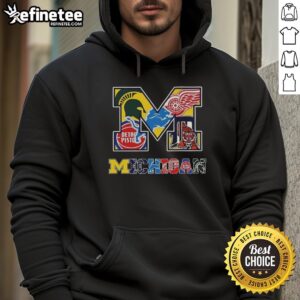 Collage logo hoodie featuring Nice Michigan Wolverines NCAA and Michigan sport teams designs.